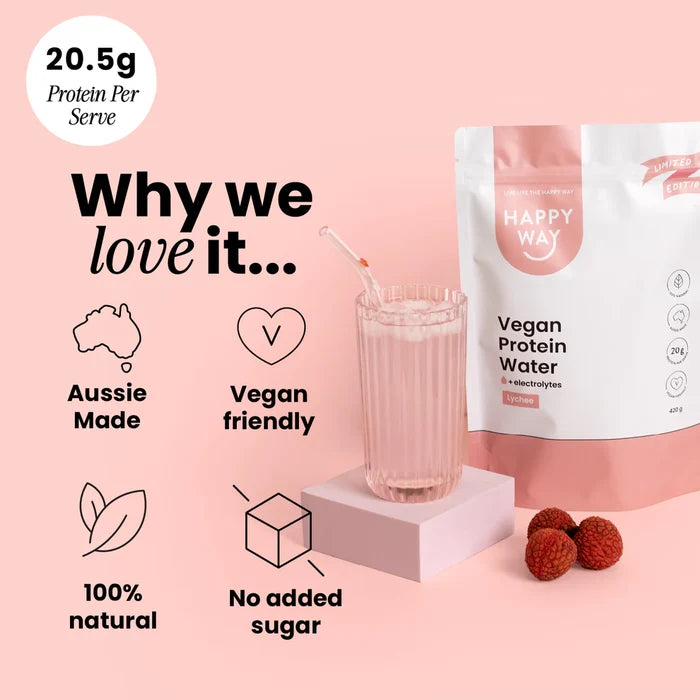 Happy Way Plant Protein Happy Way - Lychee Vegan Protein Water 420g