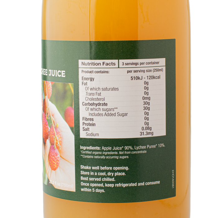 Healthy Options Organic Apple Lychee Juice 750ml