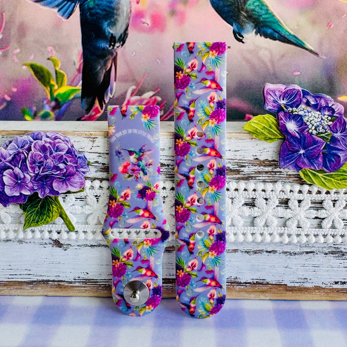 Hummingbird Bliss Print Silicone Band For Samsung Watch
