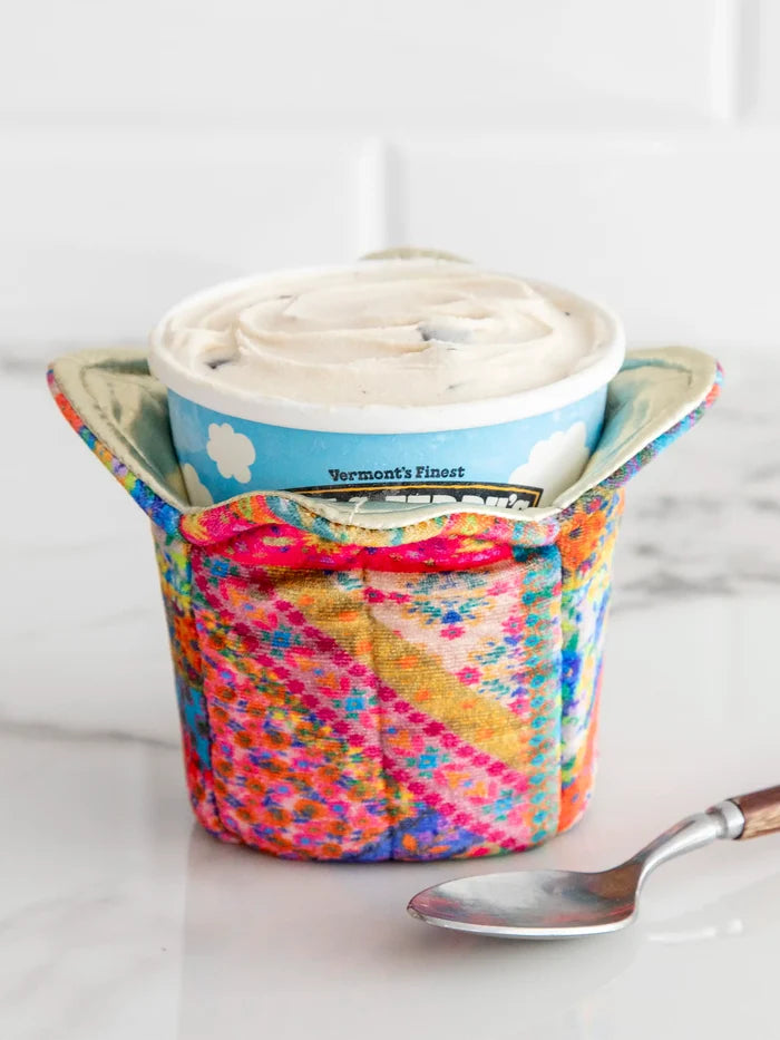 Ice Cream Cozy - Pink Folk Flower Patchwork-view 4