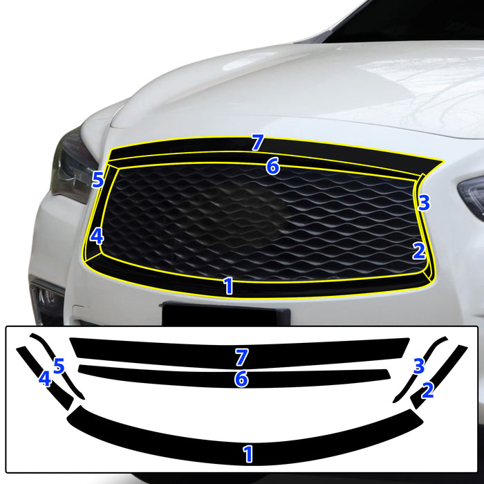 Fits Infiniti QX60 2016 - 2021 Vinyl Chrome Delete Grille Blackout Decal Stickers Overlay Film - Bogar Tech Designs