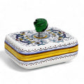 JEWERLY BOX: Authentic Deruta Keepsake Rectangular Box with Murano Knob - RICCO DERUTA design