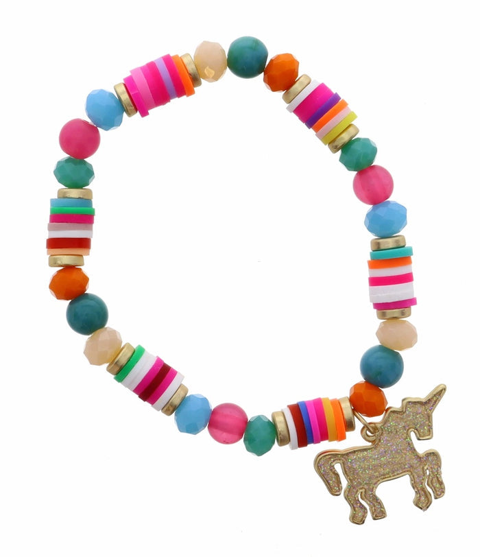 Kids Glittery Unicorn Charm Bracelet #JM6472B-4