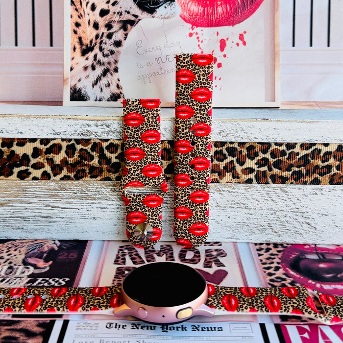 Kiss Me Leopard Print Silicone Band For Samsung Watch