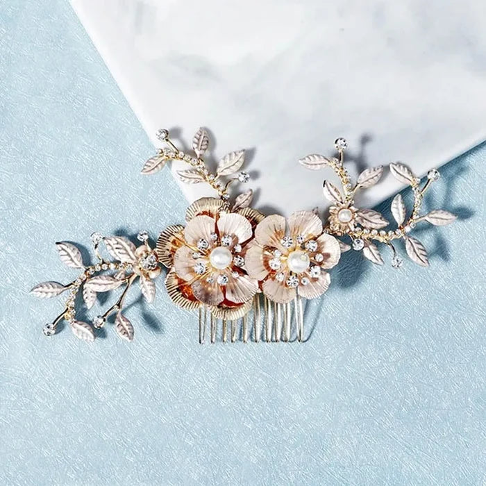 Wedding Hair Accessories - Gold Pearl Bridal Hair Comb