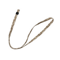 Tan and brown lanyard with mocha flower pattern and black wrapped loop, designed for universal phone lanyard patches.