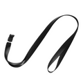 Plain black lanyard with a plastic clip, simple and minimal design.