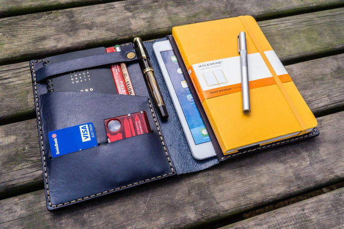 Leather Hobonichi Cousin A5 Planner Cover - Navy Blue