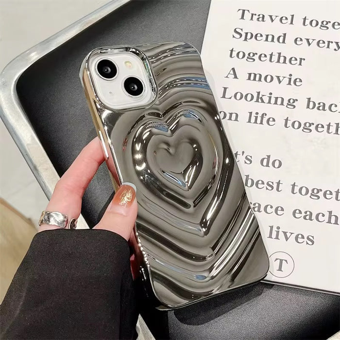 Liquid Chrome 3D HeartWave Case For iPhone — With its eye-catching raised heart design and sleek finish, this case is as protective as it is stylish.