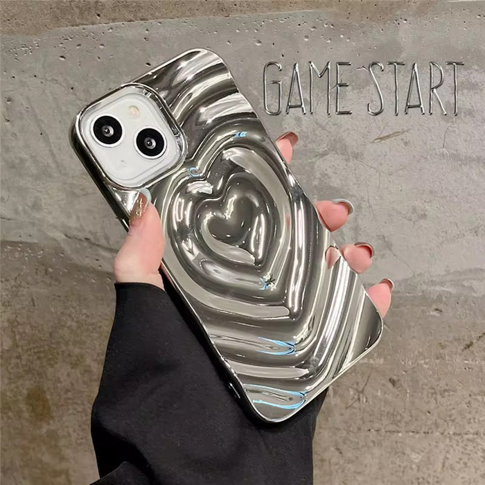 Liquid Chrome 3D HeartWave Case For iPhone — With its eye-catching raised heart design and sleek finish, this case is as protective as it is stylish.