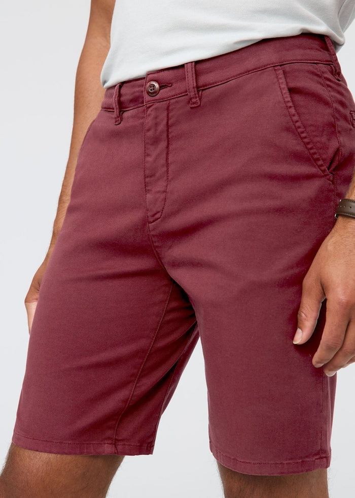 Men's Red Lightweight Shorts Slim Fit front waistband detail