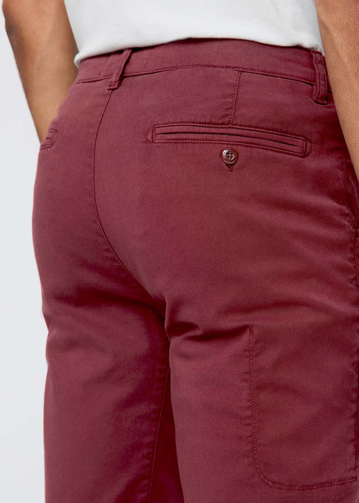 Men's Red Lightweight Shorts Slim Fit back waistband detail