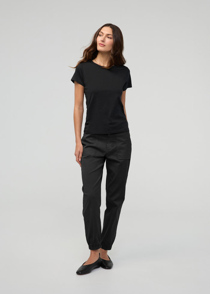 Women's Black Stretch Twill Jogger full body
