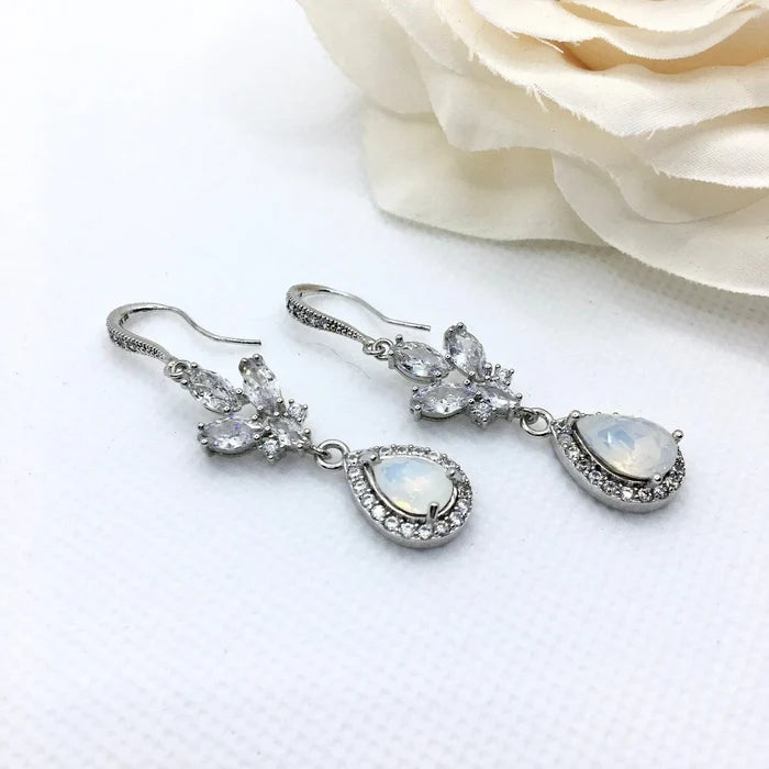 Pearl Wedding Jewelry - Opal Bridal Earrings