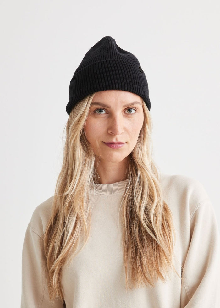 Merino Wool Beanie - Black