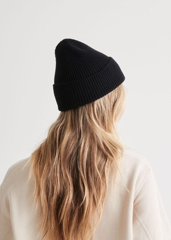 Merino Wool Beanie - Black