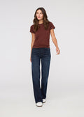 womens high rise wide leg moonlight blue jeans full body
