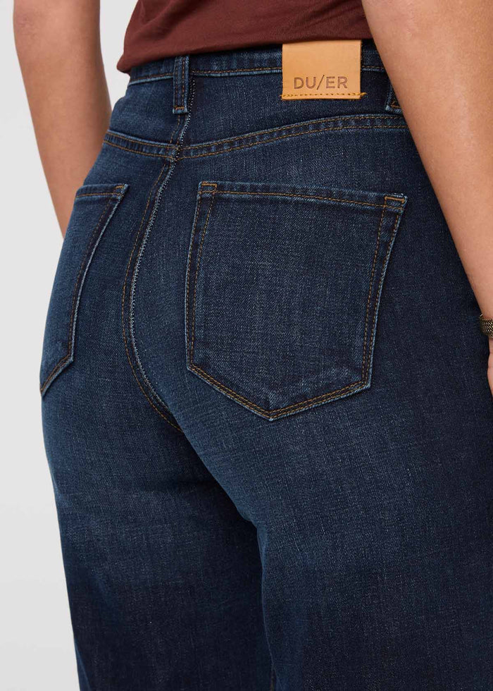 womens high rise wide leg moonlight blue jeans back waistband