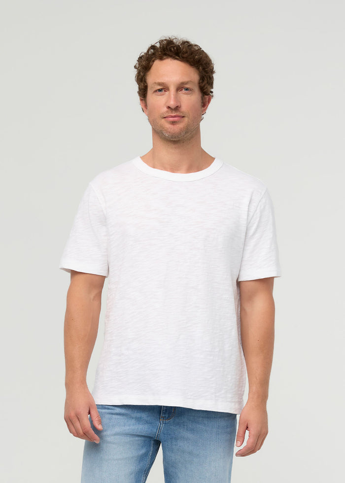Men's White Midweight Slub Jersey Tee front
