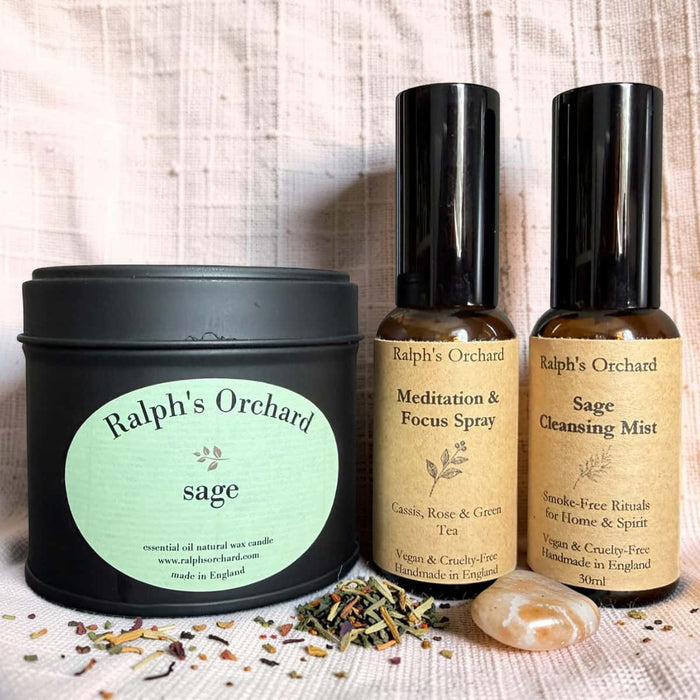 Mindful Morning Ritual Set | Vegan Sage Candle & Room Mist Gift