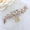 Wedding Hair Accessories - Pink Opal  Bridal Hair Comb in Rose Gold