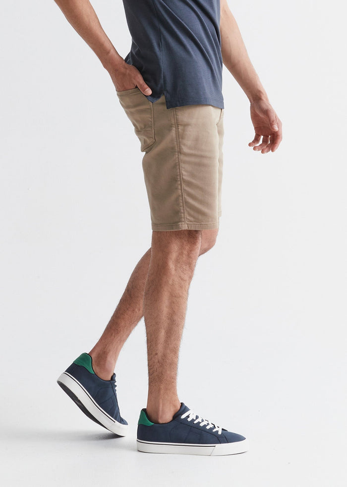 mens khaki slim fit performance short side