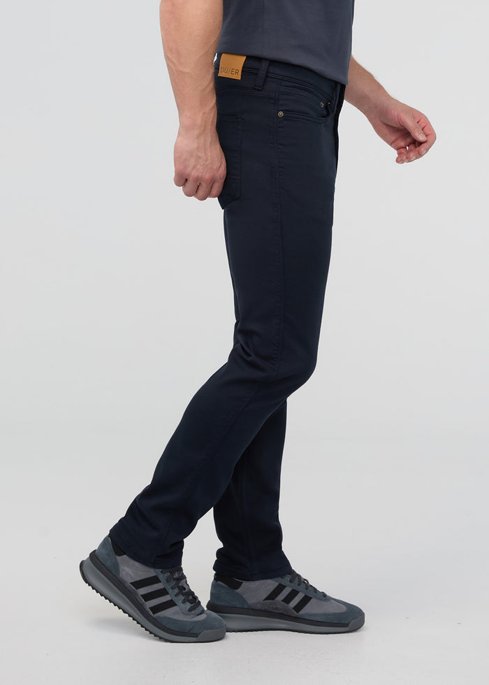 mens navy slim straight dress sweatpant side