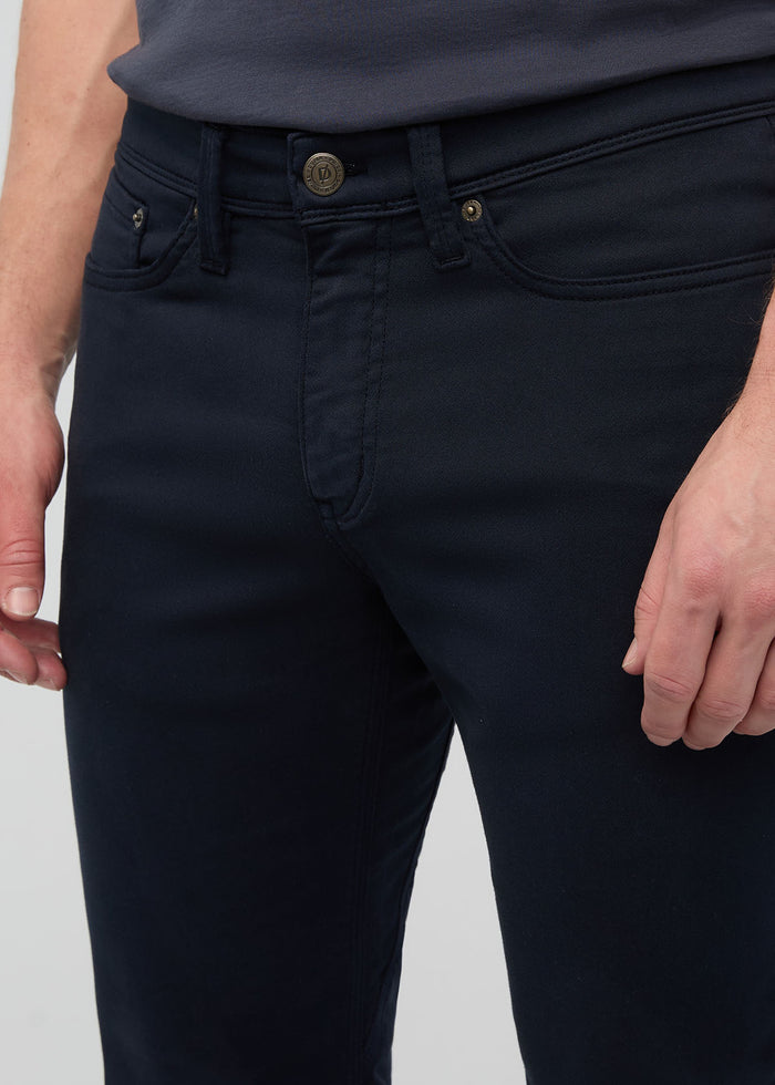 mens navy slim straight dress sweatpant front waistband
