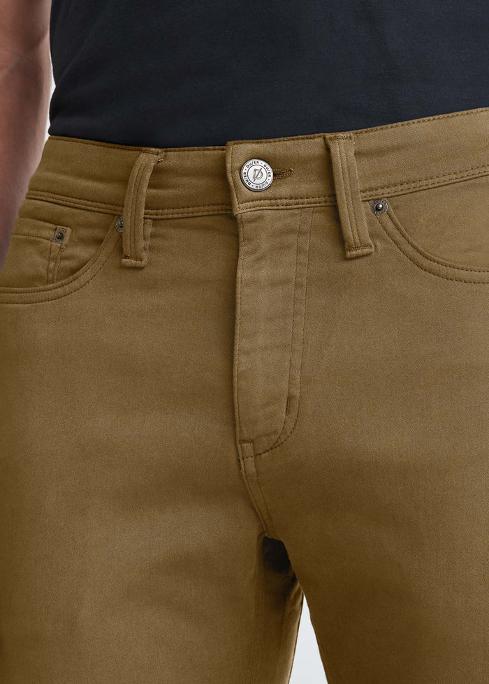 mens slim mustard dress sweatpant front waistband detail
