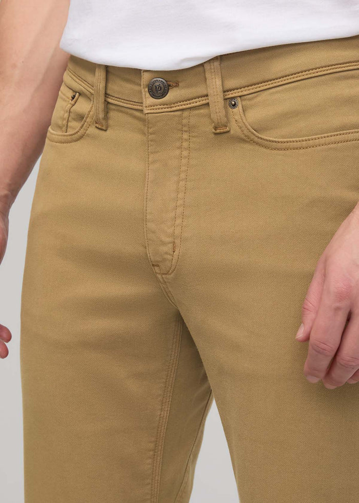 mens camel straight fit dress sweatpant waistband detail