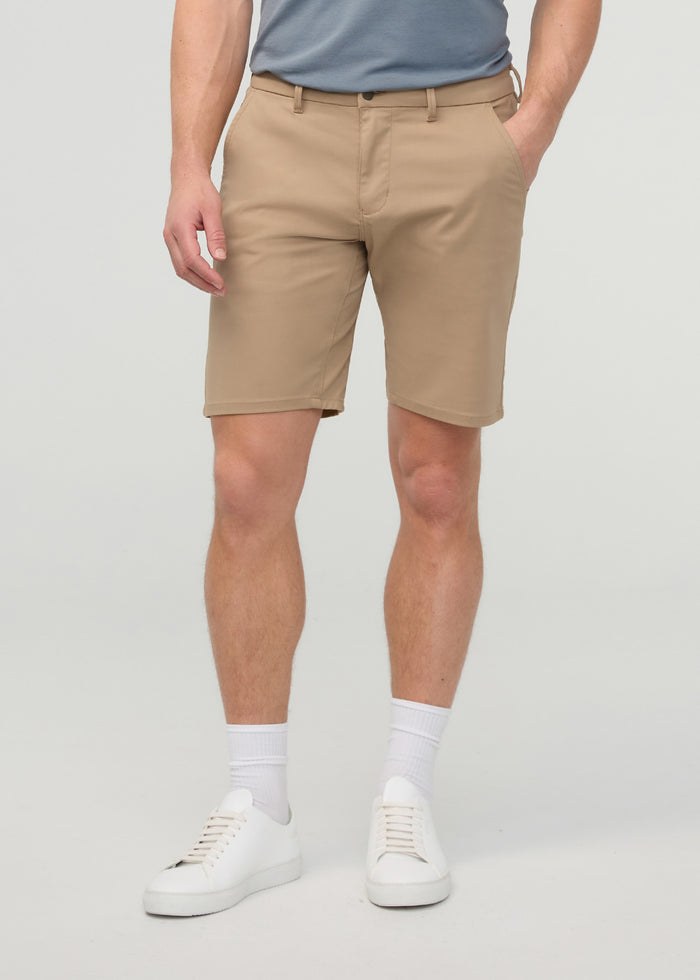 Men’s Desert Khaki Stretch Hybrid Golf Short front