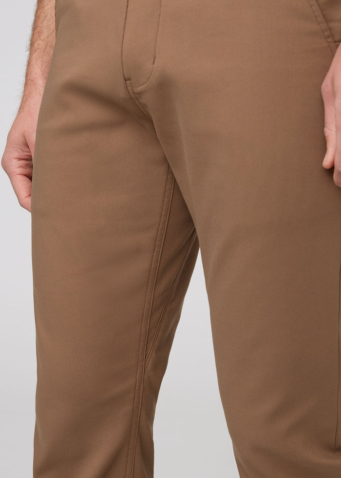 men's brown slim straight trouser gusset