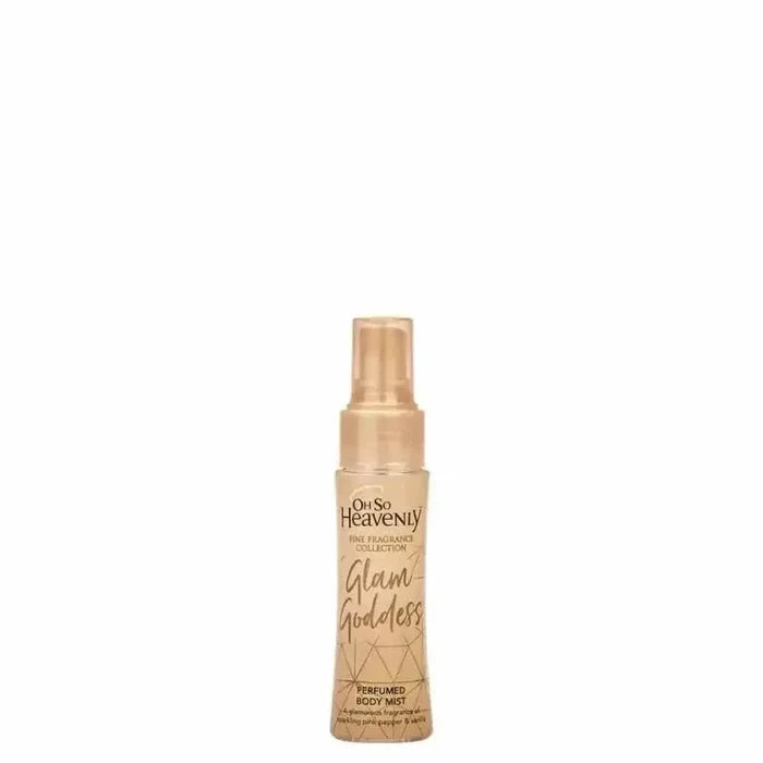 Oh So Heavenly Glam Goddess body mist bottle with pink pepper and vanilla fragrance, vegan and cruelty-free