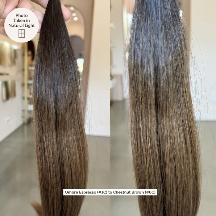 Ombre - Espresso (#1C) to Chestnut Brown (#6C) 20" Keratin Tip
