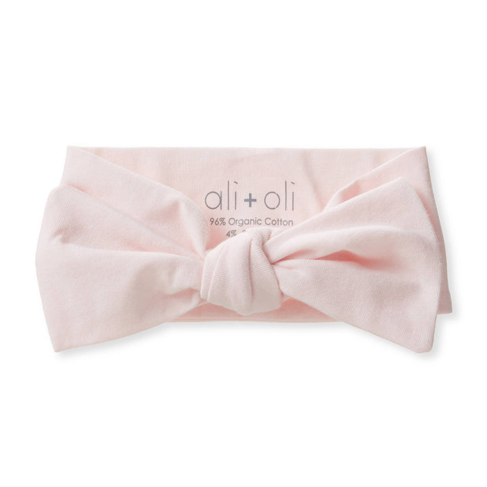Organic Cotton Knotted Bow Headband: Blush