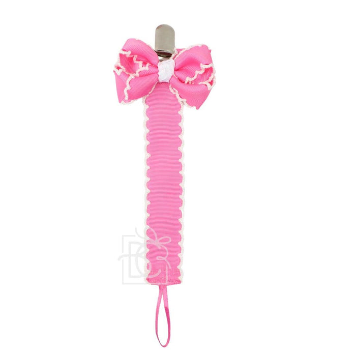 Pacifier Clip w/ Detachable Bow: Pk/Wht