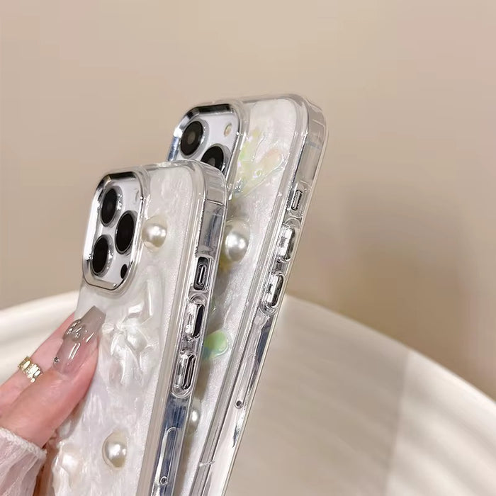 Pearl Bow 3D Case For iPhone — ✨ Features & Details ✨ Unique 3D Design – Raised bow pattern adds a stylish and tactile feel to your case.
