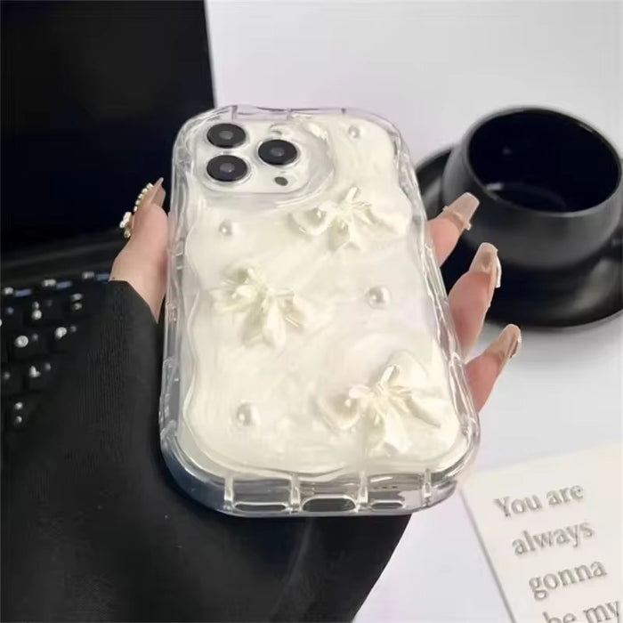 Pearl Bow 3D Case For iPhone — ✨ Features & Details ✨ Unique 3D Design – Raised bow pattern adds a stylish and tactile feel to your case.