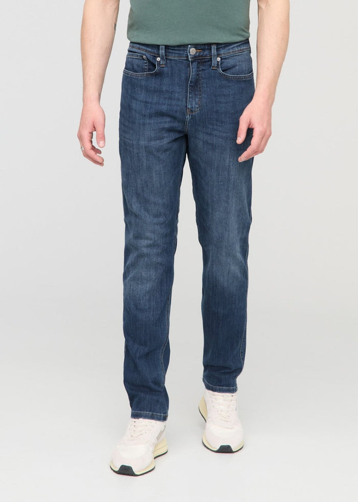 mens blue athletic straight fit stretch jeans front
