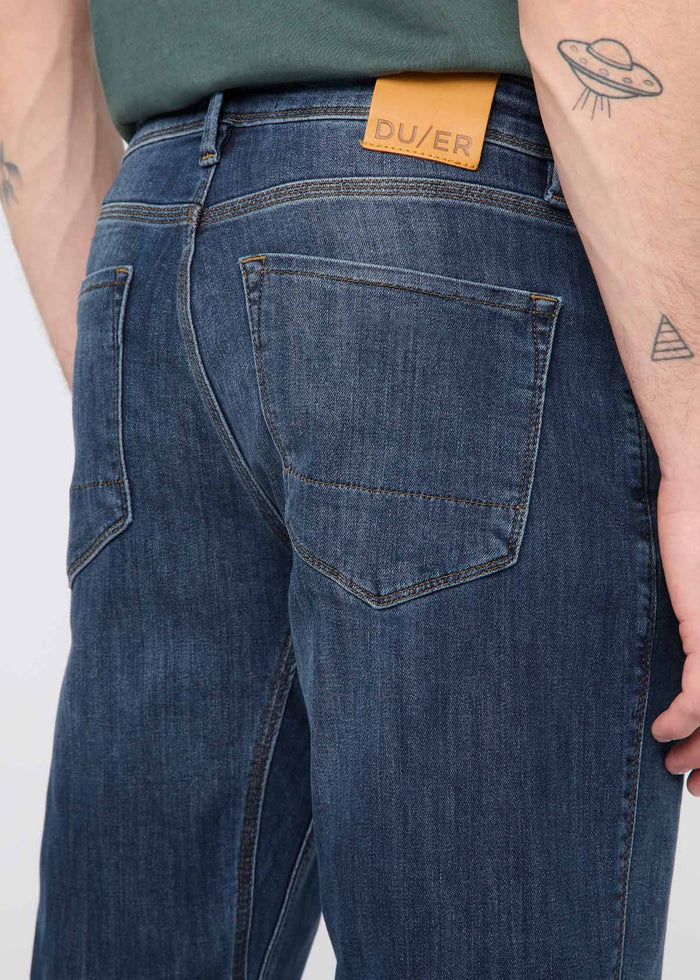mens blue athletic straight fit stretch jeans back pocket