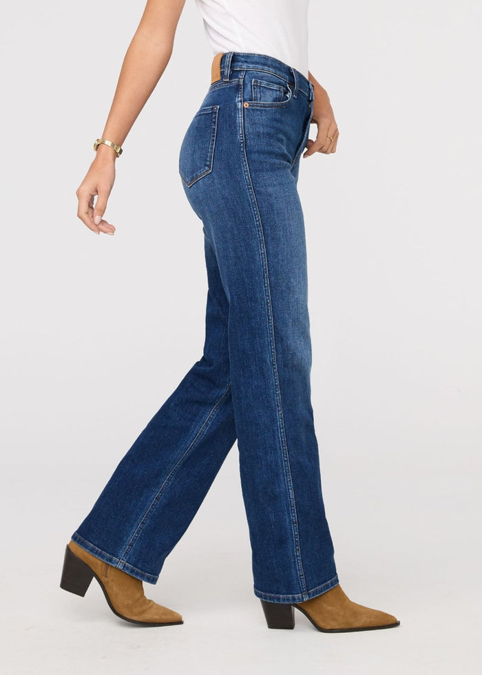 womens blue maize high rise straight jeans side