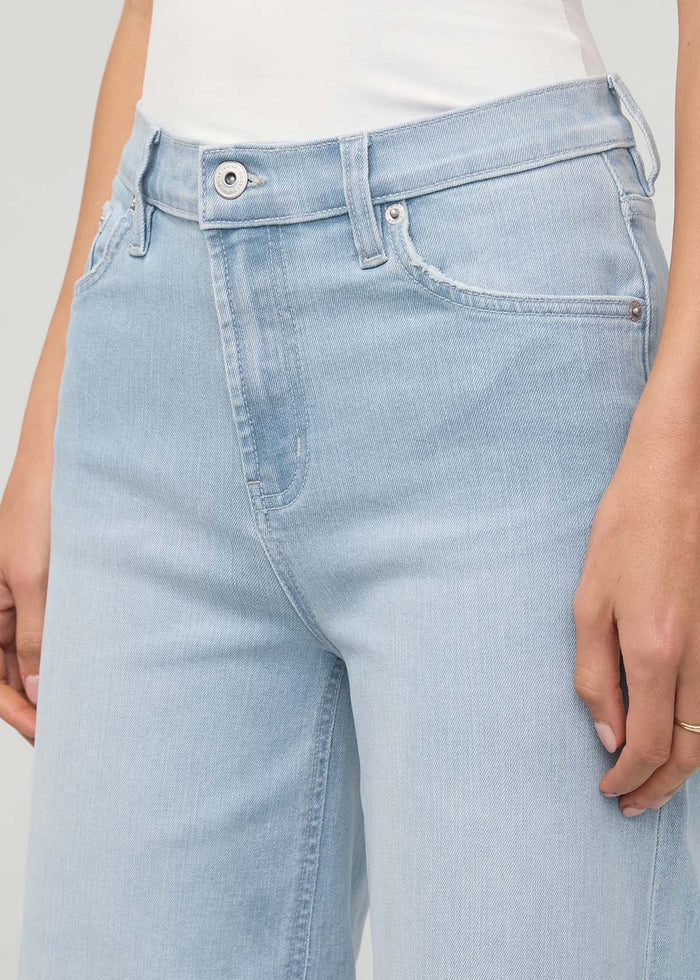 Women's Zephyr High Rise Wide Leg Crop Jeans front waistband detail