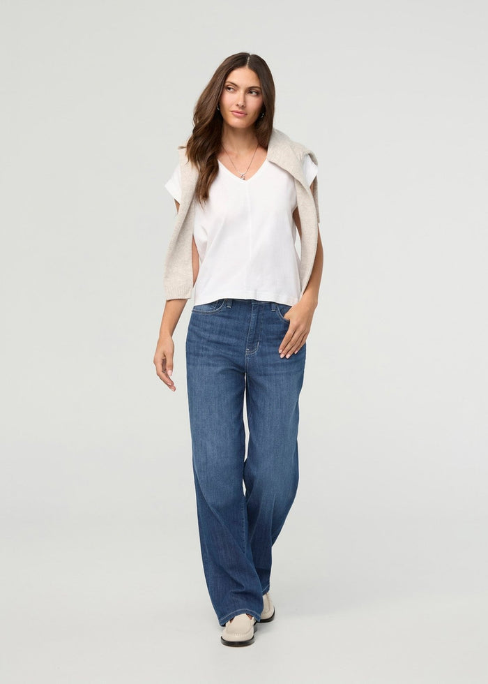 Womens Breeze Blue High Rise Straight Jeans full body