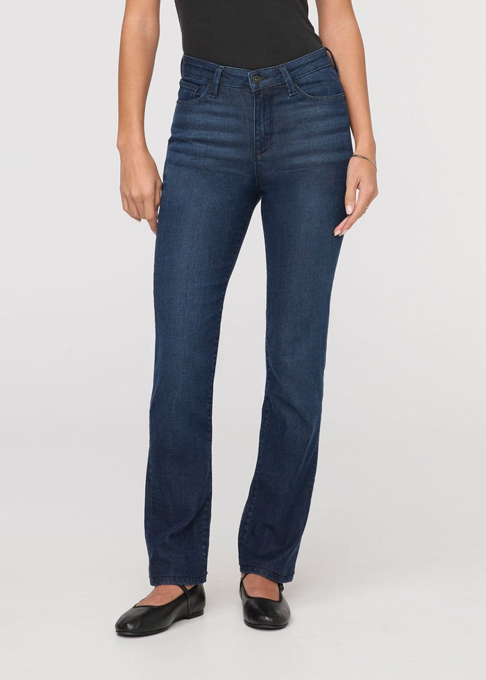 womens no sweat denim worn rinse slim straight jeans front