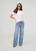 Women's Current Blue Mid Rise Loose Straight Jeans Full Body