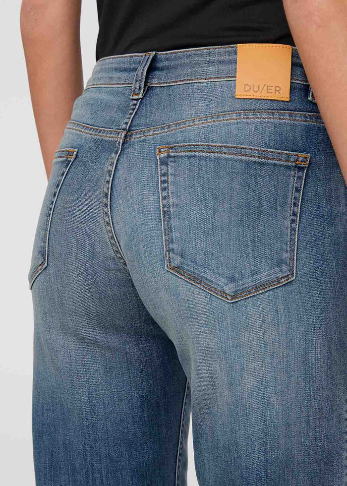 womens blue ash mid rise straight stretch jeans back waistband