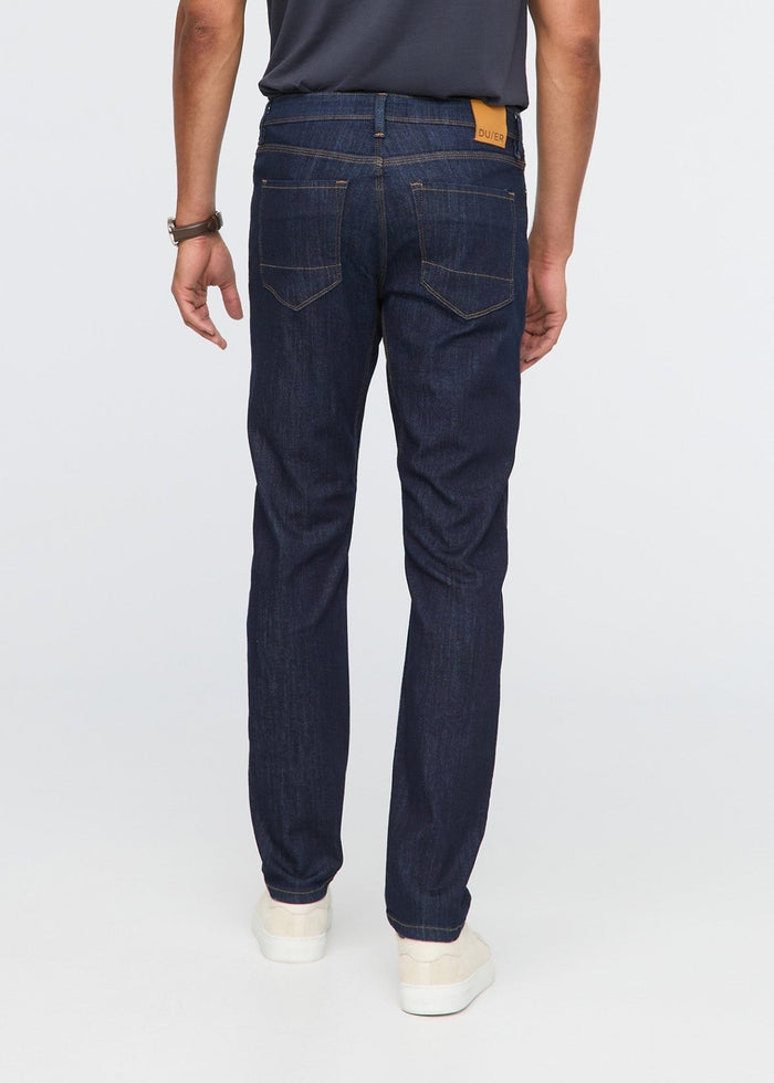 mens dark blue slim fit stretch jeans back