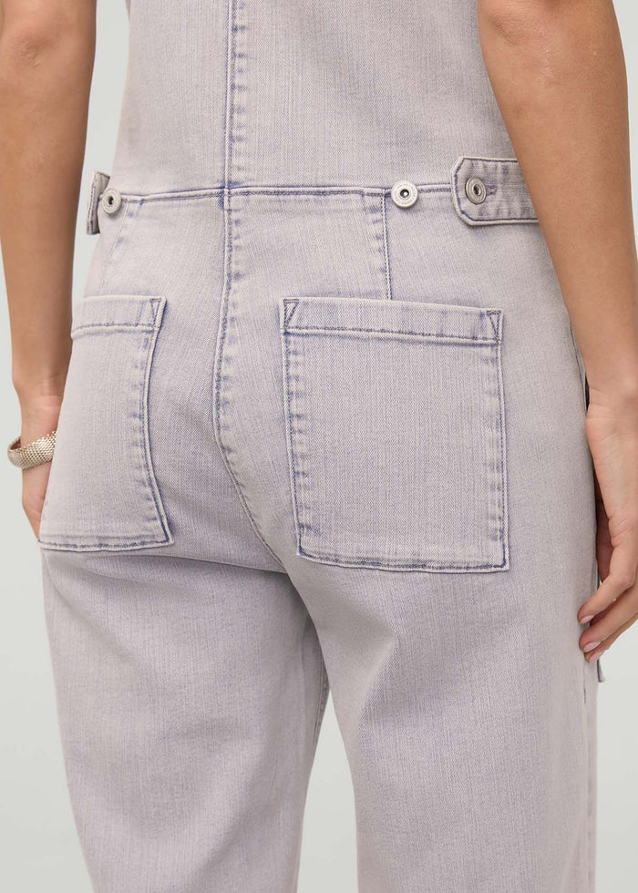 Women's Quartz Fade Stretch Denim Jumpsuit Back Pocket