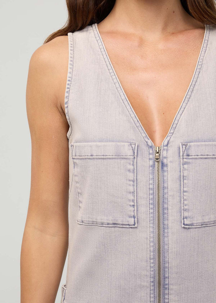 Women's Quartz Fade Stretch Denim Jumpsuit Front Pocket