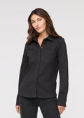 Women's Heather Black Flannel Button Down Front